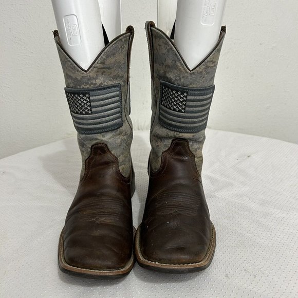Ariat Sport Patriot Western Boot Distressed Camo Square Toe Brown Mens Sz 9.5 D - Picture 2 of 10